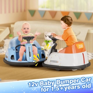 XJD 12V Remote Baby Bumper Car for Toddlers 1.5-3 | 360° Spinning Fun Built-in MP3 & LED Lights Parent Remote Control