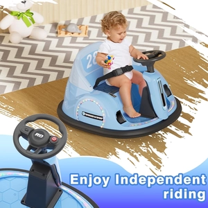 XJD 12V Remote Baby Bumper Car for Toddlers 1.5-3 | 360° Spinning Fun Built-in MP3 & LED Lights Parent Remote Control
