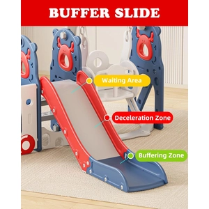 XJD Toddler Slide and Swing Set, Bus Themed Kids Slide for Toddlers Age 1+, Toddler Outdoor Indoor Playset (Blue Red)