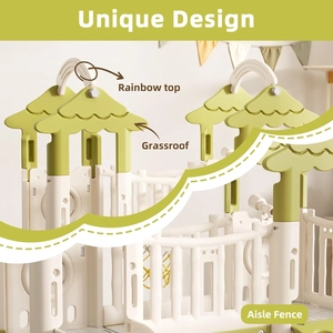 XJD 10 in 1 Toddler Slide, Jungle Double Slide Playset with Basketball Hoop | Tunnel and Storage Space, Outdoor Indoor Slide for Toddlers Age 1+,Tree House Design Toddlers Outdoor Indoor Playground