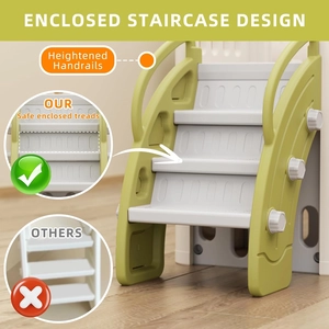 XJD 10 in 1 Toddler Slide, Jungle Double Slide Playset with Basketball Hoop | Tunnel and Storage Space, Outdoor Indoor Slide for Toddlers Age 1+,Tree House Design Toddlers Outdoor Indoor Playground
