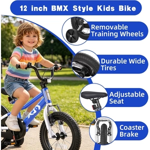 XJD 12 14 16 inch Kids Bike BMX Style Bicycle with Training Wheels Coaster Brake for 3-10 Years Old Toddlers Boys Girls