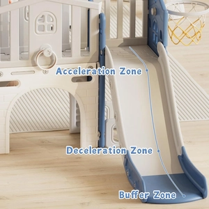 XJD 9 in 1 Toddler Slide Set, Kids Slide for Toddlers Age 1+ (Blue) | Toddler Outdoor Slide PlaySet with Basketball Hoop and Ball,Outdoor Indoor Playground for Toddlers 1-3
