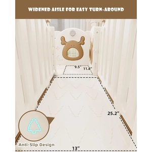 XJD 13-in-1 Toddler Slide and Swing Set, Kids Slide for Toddlers Age 1+, Toddler Outdoor Playset New Upgrade with Golf Set, Basketball Hoop, Drawing Board for Playground (Brown White)