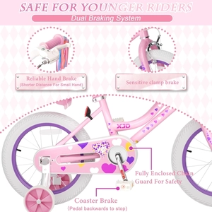 XJD Girls Bike, 12/14/16/20 Inch Bicycle for Ages 2-12 Toddler Bike | Retro Style Kids Bike with Training Wheels, 20 Inch Girl Bicycle with Kickstand