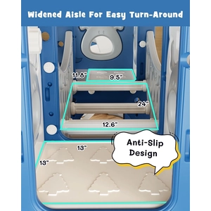 XJD 12-in-1 Toddler Slide and Swing Set, Kids Slide for Toddlers Age 1+, Toddler Outdoor Playset New Upgrade with Golf Set, Basketball Hoop, Drawing Board for Playground (Blue)