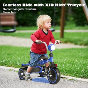 XJD Toddler Tricycle, Foldable Toddler Bike with Pedals, Tricycle for 2-5 Year Olds, Adjustable Comfortable Seat, Christmas Birthday Gifts for 1-5 Years Old Boys and Girls (Blue)