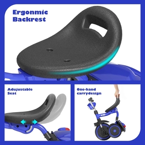 XJD Toddler Tricycle, Foldable Toddler Bike with Pedals, Tricycle for 2-5 Year Olds, Adjustable Comfortable Seat, Christmas Birthday Gifts for 1-5 Years Old Boys and Girls (Blue)