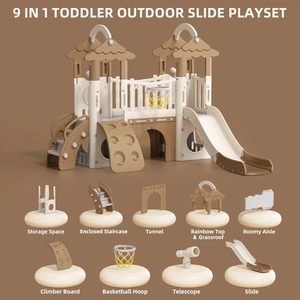XJD 9 in 1 Toddler Slide, Jungle Slide with Basketball Hoop | Tunnel and Storage Space, Outdoor Indoor Slide for Toddlers Age 1+,Tree House Design Toddlers Outdoor Indoor Playground