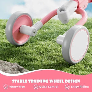 XJD Toddler Tricycle for 1-3 Year Olds, 5-in-1 Toddler Balance Bike, Adjustable Push Handle, Adjustable Seat & Removable Pedal, Birthday Gift Toy for Boys and Girls(Pink)