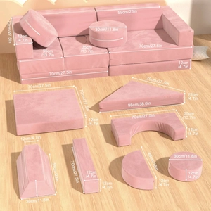 XJD 14-Piece Modular Children's Play Sofa Pink