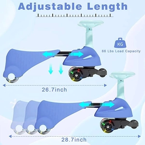 XJD Electric Wiggle Car Blue Adjustable length
