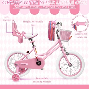 XJD Girls Bike Pink in 12–16 Inch Sizes