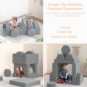 XJD 14-Piece Modular Children's Play Sofa Gray
