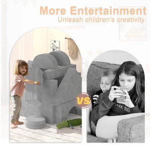 XJD 14-Piece Modular Children's Play Sofa Gray