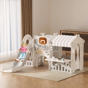 XJD 10-in-1 Toddler Slide Playset with House Gray