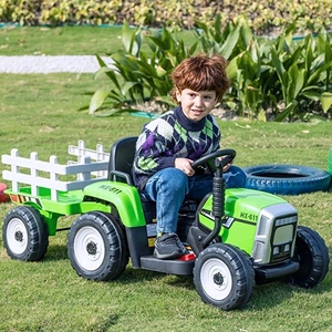 XJD Kids Electric Tractor with Trailer Green