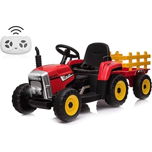 XJD Kids Electric Tractor with Trailer Red