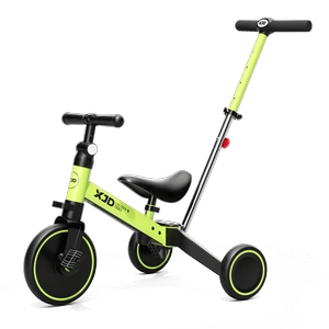 XJD 7-in-1 Kids Tricycle with Push Bar Green
