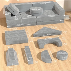 XJD 14-Piece Modular Children's Play Sofa Gray