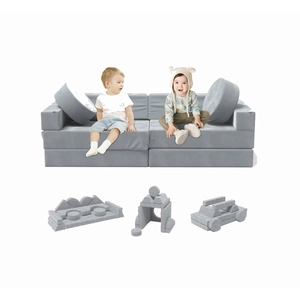 XJD 14-Piece Modular Children's Play Sofa Gray