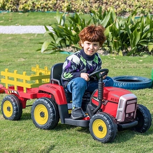 XJD Kids Electric Tractor with Trailer Red