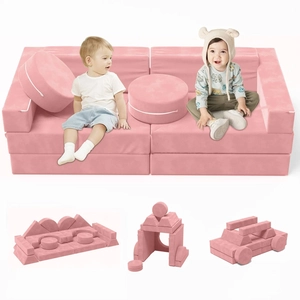 XJD 14-Piece Modular Children's Play Sofa Pink