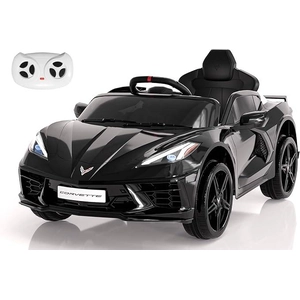 XJD Chevrolet Corvette C8 Electric Car for Kids Black