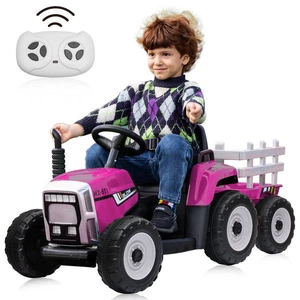 XJD Kids Electric Tractor with Trailer Rose