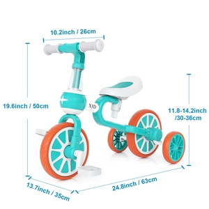 XJD 3-in-1 Toddler Tricycle Bike Green