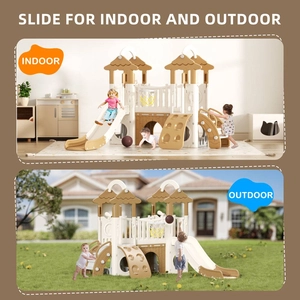 XJD 9-in-1 Toddler Slide Set Coffee