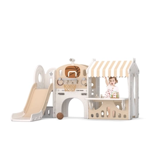 XJD 10-in-1 Toddler Slide Playset with House Coffee
