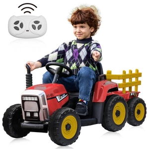 XJD Kids Electric Tractor with Trailer Red