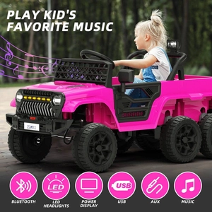 XJD Kids Electric Ride-On Truck Pink