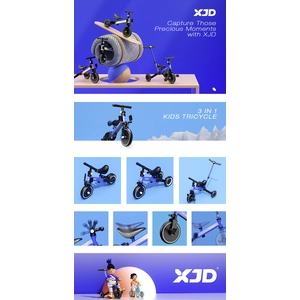 XJD Kids Tricycle with Push Bar