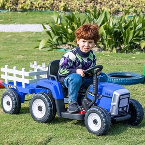 XJD Kids Electric Tractor with Trailer Blue