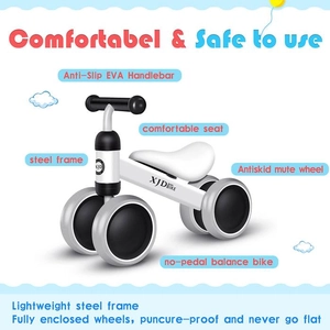 XJD Mini Balance Bike for Toddlers 18m–4y White