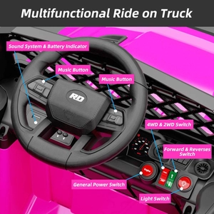 XJD Kids Electric Ride-On Truck Pink