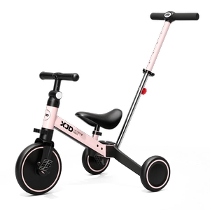XJD 7-in-1 Kids Tricycle with Push Bar Pink