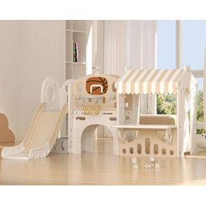 XJD 10-in-1 Toddler Slide Playset with House Coffee