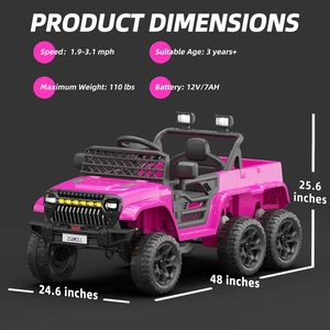 XJD Kids Electric Ride-On Truck Pink