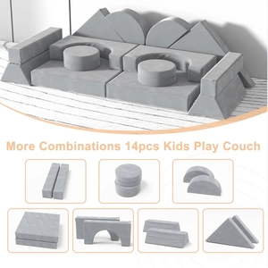 XJD 14-Piece Modular Children's Play Sofa Gray