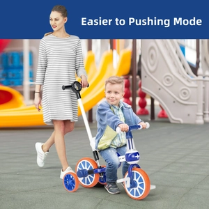 XJD 5-in-1 Toddler Tricycle with Push Handle Blue