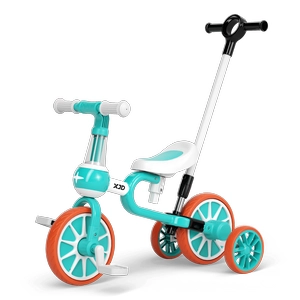 XJD 5-in-1 Toddler Tricycle with Push Handle Green