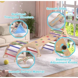 XJD 7-in-1 Pikler Triangle Set colourful