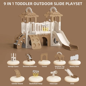 XJD 9-in-1 Toddler Slide Set Coffee