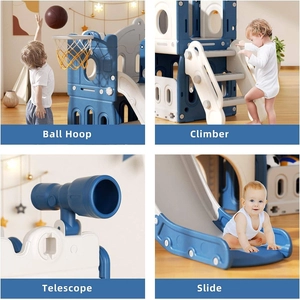 XJD 5-in-1 Toddler Slide & Climber Set Blue