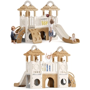 XJD 9-in-1 Toddler Slide Set Coffee
