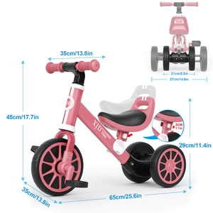 XJD 3-in-1 Kids Tricycle Pink