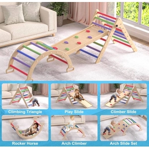 XJD 7-in-1 Pikler Triangle Set colourful